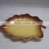 Oven Japanese Yellow Ceramic Leaf Plate thumbnail-1