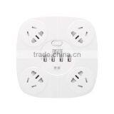 2500W, 10A Power Strip Multi-Outlets with 4 AC Plugs and 4 USB Ports Smart USB Charger for Home/Office