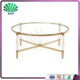 Luxury Acrylic Coffee Table Clear Plexiglass Round Tea Table With Metal Legs thumbnail-2