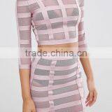 Bandage Mesh Women Long Sleeve Ctop Top and Pencil Skirt Ladies 2 Piece Skirt Sets thumbnail-5