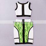 Top Quality Green Lace White 2 Piece Keyhole Sexy Bandage Dress Hot Cocktail Party Dresses thumbnail-2