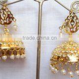 JADAU GOLD PLATED Dangler JHUMKA TEMPLE EARRINGS thumbnail-2