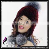 CX-C-42C Lovely Women Genuine Mink Fur Winter Hat Silver Fox Fur Ball thumbnail-3