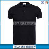 Men Short Sleeve Black Band Collar Plain Polo Shirt Cusom Design thumbnail-1