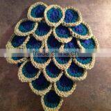 Peacock Diaper Cover Baby Bloomer With Headband Set Little Baby Winter Woolen Yarn Diaper Cover Set thumbnail-6