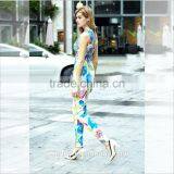 Fashion Flower Printed Deep V Neck Sleeveless Bodycon Romber Trousers Women Jumpsuit thumbnail-3