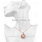 Natural Pearl Inlaid Rose Gold Pendant Necklace thumbnail-5