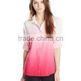 Women's Dip Dye Roll Sleeve Gradient Top Shirt Clothes thumbnail-1