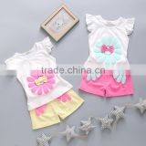 Wholesale summer printing girls kids clothes clothing set