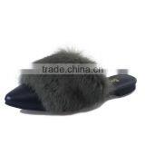 2017 Spring and Autumn Flat With Pointed Rabbit Hair Slippers Baotou Flat Hair Plush Half Autumn Autumn New Lazy Slippers thumbnail-6