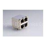 2 X 2 Port 90 Degree RJ45 Jack With  10 / 100/1000 Mbps Transformer