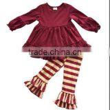 2017 New Design Baby Girl Spring/autunm Outfits Wine Red Dress With Pants Baby Suit thumbnail-2