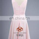 Lovely SHMY-B008 V-Neck and V-Back Knee Length Pink Chiffon Bridesmaid Dress thumbnail-4