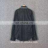 Customized Men's Dark Blue Solid Cotton Shirt Dress Causal Fitted Mens Shirt thumbnail-3