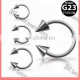 Grade 23 Solid Titanium Horse shoes Body Jewelry with Spikes Piercing