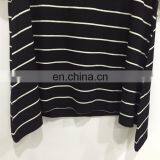 Bud Silk Joining Together Lady's T-shirt Sleeve in Black and White Stripes thumbnail-4