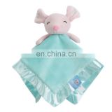 Lovely plush pink mouse toy head with blanket baby comforter blanket toy size 35x35cm