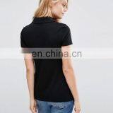 Women Black Clothes Tops Cotton/elastane Polo Tee Shirts Plain Cheap Wholesale thumbnail-2