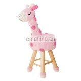 Yarncrafts Animal Wooden Cute Handmade Pink Giraffe Round Kitchen Helper Step Stool