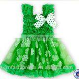 European Stylish Green Shamrock Party Dresses Children Frock Design Maxi Dresses Wholesale Smocked Little Princess Girls Dresses thumbnail-1