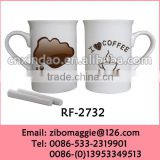 10oz U Shape Coffee Print Promotional Instant Porcelain Drinking Cup with Chalk