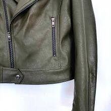 Women's Faux Leather Jacket Motocycle Biker PU Jacket thumbnail-2