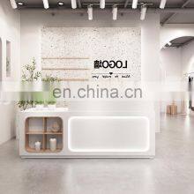 Custom Special Shapes Front Desk Wood Salon Counter Hotel Salon Spa Reception Desk for Sale thumbnail-2