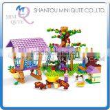 Mini Qute DIY Farm Farmer Transport Cart Apple Tree House Village Action Figure Plastic Building Block Educational Toy NO.24706