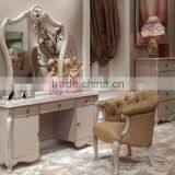 New French Rococo Style Purple Bedroom Furniture Set Wood High Back Full Leather Bed thumbnail-3