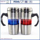 Wholesale Double wall plastic tumbler coffee cup office cup or mug stainless steel beer mug with handle and lid