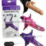 10 Mode Vibrations 8.5" Sex Harness Stap on Dong Rabbit Sex Toys thumbnail-1