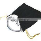 Soft Black Velvet Drawstring Carry Gift Bag Silver Lining 6.5" x 8" thumbnail-2