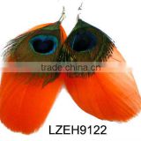Dangle extension peacock feather earrings LZEH9122