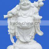 Laughing Buddha Statue White Marble Stone Hand Sculpture Carved For Temple No 22