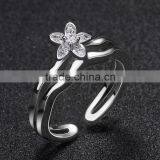 White Copper Jewelry Ring Blue Gemstone Setting Open Fashion Ring for Women thumbnail-6