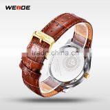 WEIDE CE RoHS Certified Genuine Leather Sapphire Quartz Watch thumbnail-6