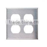 2 GANG Duplex Receptacle Wall Plate Stainless Steel thumbnail-1