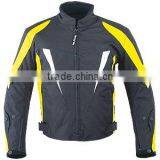 Textile Motorcycle Cordura Jacket in Black .Yellow, and White Shade in Made of Sailkot Fast Go Industries