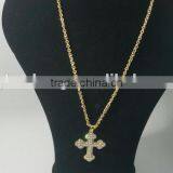 Factory Price Golden Rhinestone Cross Christian Religion Symbol Alloy Necklace thumbnail-1