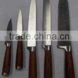 Colour Wooden Handle 6 Piece Set Containing Chopper Frozen Meat Knife thumbnail-2