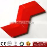 Imark AXIS Z Shape 3D- Effect Pure Bright Red Colorful Gloosy Glazed Ceramic Wall Tile For Bright House Wall