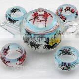 2015 Wholesale Watercolor Crystal Teaport With Cup, Crystal Tea Set for Home Decoration thumbnail-5