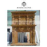 Hand Carving White Marble Flower Design Fireplace Mantel / Surround thumbnail-4