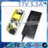 AC DC Adapter 17V UL Approved Switching Power Supply 17V 5.5A UL Power Supply