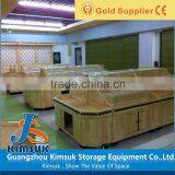 Wood And Metal Flooring Display Shelf With Advertising Board