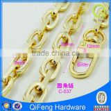 gold color metal chain with snap hooks for handbag C-037