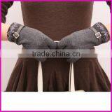 New Autumn Winter Womens Touch Screen Gloves Winter Knit Velvet Warm Gloves Mittens Lace Side Design thumbnail-2