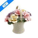 Porcelain Rose Flower Basket Figurine, 4-3/8-Inch thumbnail-1