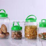 Transparent Glass Jar With Plastic Cover thumbnail-1