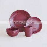 16pcs High Quality Embossed Dinner Set With Purple Solid Color thumbnail-2